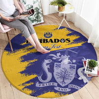 Custom Barbados Royals Cricket Round Carpet Coat Of Arms Flag Style