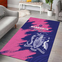 Custom Barbados Royals Cricket Area Rug Coat Of Arms Pink - Blue Color