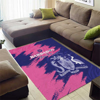 Custom Barbados Royals Cricket Area Rug Coat Of Arms Pink - Blue Color