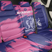 Custom Barbados Royals Cricket Back Car Seat Cover Coat Of Arms Pink - Blue Color