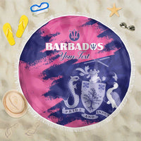 Custom Barbados Royals Cricket Beach Blanket Coat Of Arms Pink - Blue Color
