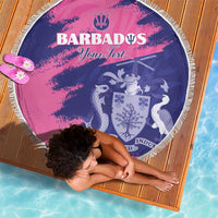 Custom Barbados Royals Cricket Beach Blanket Coat Of Arms Pink - Blue Color