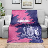 Custom Barbados Royals Cricket Blanket Coat Of Arms Pink - Blue Color