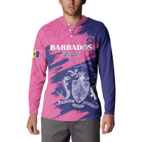 Custom Barbados Royals Cricket Button Sweatshirt Coat Of Arms Pink - Blue Color