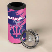Custom Barbados Royals Cricket 4 in 1 Can Cooler Tumbler Coat Of Arms Pink - Blue Color