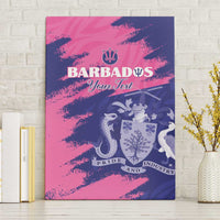 Custom Barbados Royals Cricket Canvas Wall Art Coat Of Arms Pink - Blue Color