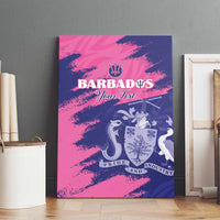 Custom Barbados Royals Cricket Canvas Wall Art Coat Of Arms Pink - Blue Color