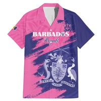 Custom Barbados Royals Cricket Family Matching Mermaid Dress and Hawaiian Shirt Coat Of Arms Pink - Blue Color