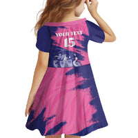 Custom Barbados Royals Cricket Family Matching Off Shoulder Maxi Dress and Hawaiian Shirt Coat Of Arms Pink - Blue Color