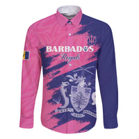 Custom Barbados Royals Cricket Family Matching Puletasi and Hawaiian Shirt Coat Of Arms Pink - Blue Color