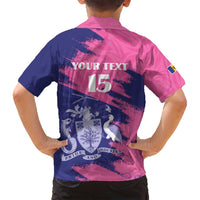 Custom Barbados Royals Cricket Family Matching Tank Maxi Dress and Hawaiian Shirt Coat Of Arms Pink - Blue Color
