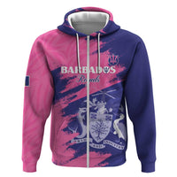 Custom Barbados Royals Cricket Hoodie Coat Of Arms Pink - Blue Color