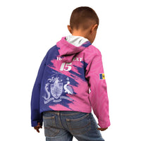 Custom Barbados Royals Cricket Kid Hoodie Coat Of Arms Pink - Blue Color