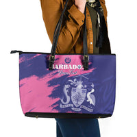 Custom Barbados Royals Cricket Leather Tote Bag Coat Of Arms Pink - Blue Color