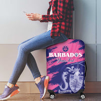 Custom Barbados Royals Cricket Luggage Cover Coat Of Arms Pink - Blue Color