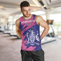 Custom Barbados Royals Cricket Men Tank Top Coat Of Arms Pink - Blue Color