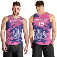 Custom Barbados Royals Cricket Men Tank Top Coat Of Arms Pink - Blue Color