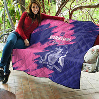 Custom Barbados Royals Cricket Quilt Coat Of Arms Pink - Blue Color