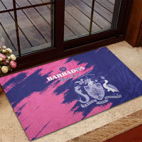 Custom Barbados Royals Cricket Rubber Doormat Coat Of Arms Pink - Blue Color