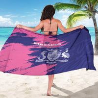 Custom Barbados Royals Cricket Sarong Coat Of Arms Pink - Blue Color