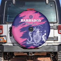 Custom Barbados Royals Cricket Spare Tire Cover Coat Of Arms Pink - Blue Color