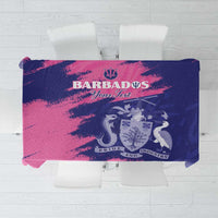 Custom Barbados Royals Cricket Tablecloth Coat Of Arms Pink - Blue Color