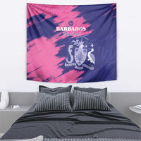 Custom Barbados Royals Cricket Tapestry Coat Of Arms Pink - Blue Color