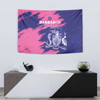 Custom Barbados Royals Cricket Tapestry Coat Of Arms Pink - Blue Color