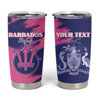 Custom Barbados Royals Cricket Tumbler Cup Coat Of Arms Pink - Blue Color