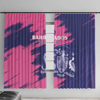Custom Barbados Royals Cricket Window Curtain Coat Of Arms Pink - Blue Color
