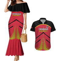 Custom Trinidad and Tobago Cricket Couples Matching Mermaid Dress and Hawaiian Shirt Wave Yuh Flag - Trinbago Strong
