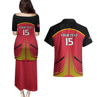 Custom Trinidad and Tobago Cricket Couples Matching Puletasi and Hawaiian Shirt Wave Yuh Flag - Trinbago Strong