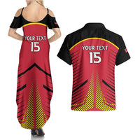 Custom Trinidad and Tobago Cricket Couples Matching Summer Maxi Dress and Hawaiian Shirt Wave Yuh Flag - Trinbago Strong