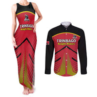Custom Trinidad and Tobago Cricket Couples Matching Tank Maxi Dress and Long Sleeve Button Shirt Wave Yuh Flag - Trinbago Strong