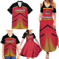 Custom Trinidad and Tobago Cricket Family Matching Summer Maxi Dress and Hawaiian Shirt Wave Yuh Flag - Trinbago Strong