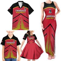 Custom Trinidad and Tobago Cricket Family Matching Tank Maxi Dress and Hawaiian Shirt Wave Yuh Flag - Trinbago Strong