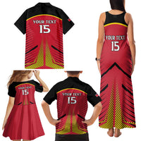 Custom Trinidad and Tobago Cricket Family Matching Tank Maxi Dress and Hawaiian Shirt Wave Yuh Flag - Trinbago Strong