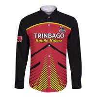 Custom Trinidad and Tobago Cricket Long Sleeve Button Shirt Wave Yuh Flag - Trinbago Strong