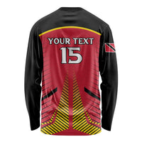 Custom Trinidad and Tobago Cricket Long Sleeve Shirt Wave Yuh Flag - Trinbago Strong