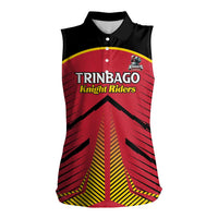 Custom Trinidad and Tobago Cricket Women Sleeveless Polo Shirt Wave Yuh Flag - Trinbago Strong
