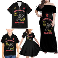 Montford Point Marines Family Matching Off Shoulder Maxi Dress and Hawaiian Shirt The Right To Fight - Black - Wonder Print Shop