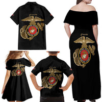 Montford Point Marines Family Matching Off Shoulder Maxi Dress and Hawaiian Shirt The Right To Fight - Black - Wonder Print Shop