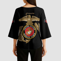 Montford Point Marines Kimono Sleeve Blouse The Right To Fight - Black - Wonder Print Shop