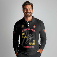 Montford Point Marines Long Sleeve Polo Shirt The Right To Fight - Black - Wonder Print Shop