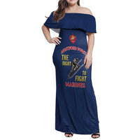 Montford Point Marines Family Matching Off Shoulder Maxi Dress and Hawaiian Shirt The Right To Fight - Blue - Wonder Print Shop