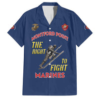 Montford Point Marines Family Matching Off Shoulder Short Dress and Hawaiian Shirt The Right To Fight - Blue - Wonder Print Shop