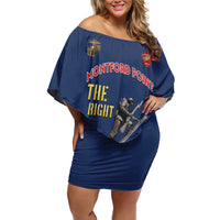 Montford Point Marines Family Matching Off Shoulder Short Dress and Hawaiian Shirt The Right To Fight - Blue - Wonder Print Shop