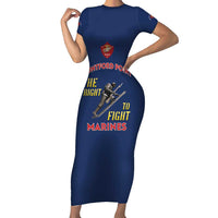 Montford Point Marines Family Matching Short Sleeve Bodycon Dress and Hawaiian Shirt The Right To Fight - Blue - Wonder Print Shop