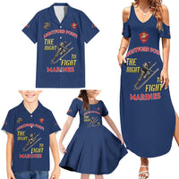 Montford Point Marines Family Matching Summer Maxi Dress and Hawaiian Shirt The Right To Fight - Blue - Wonder Print Shop