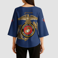 Montford Point Marines Kimono Sleeve Blouse The Right To Fight - Blue - Wonder Print Shop